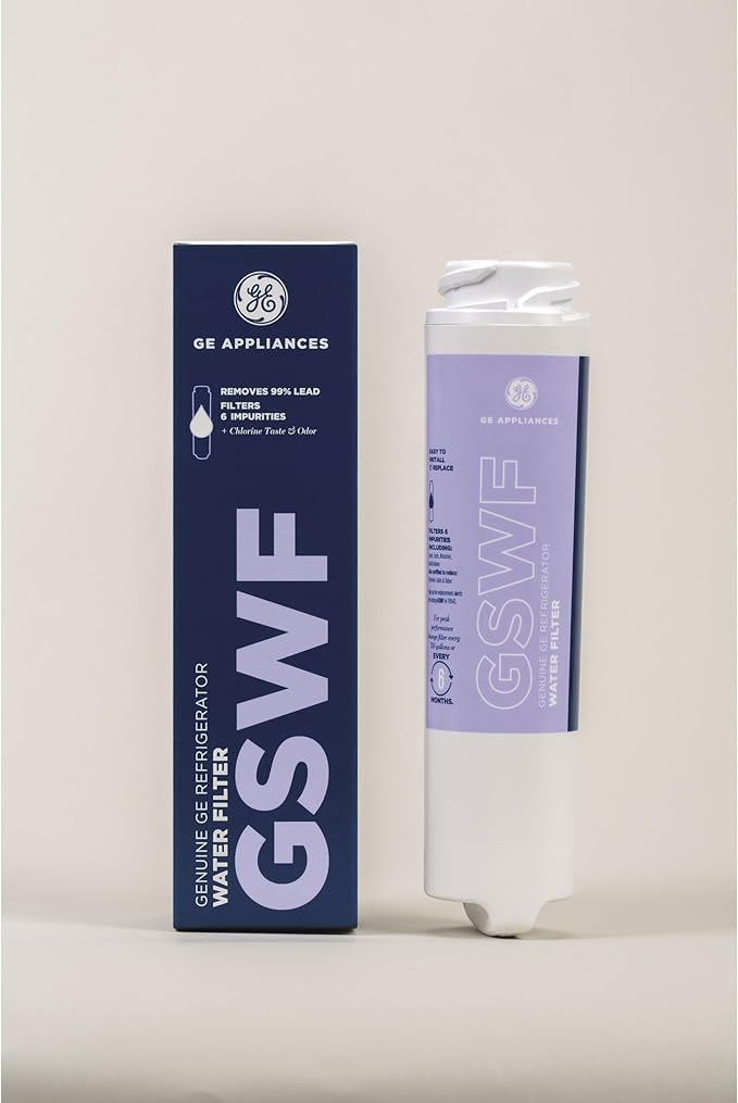 General Electric GE GSWF Refrigerator Water Filter | Certified to Reduce Lead, Sulfur, and 50+ Other Impurities | Replace Every 6 Months for Best Results | Pack of 1
