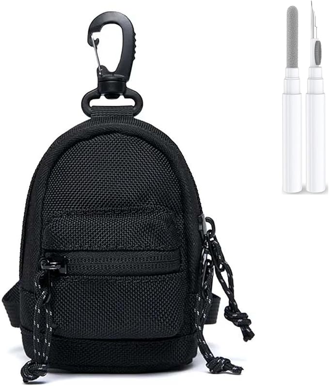 Mini Backpack Case for AirPods 4 2024 AirPods Pro 3,Purse Coin Wallet Keychain Pouch with Detachable Adjustable Long Lanyard & Lock, Multi-Functional Cable Organizer Travel Pouch for Women