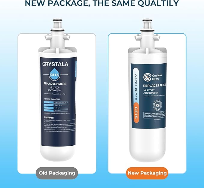 Crystala Filters Replacement for LG LT700P/ADQ36006101 Water Filter, NSF 42 Compatible with Kenmore Clear 9690, 469690, ADQ36006101, ADQ36006102, LFX28968ST & LT120F, 3 Packs