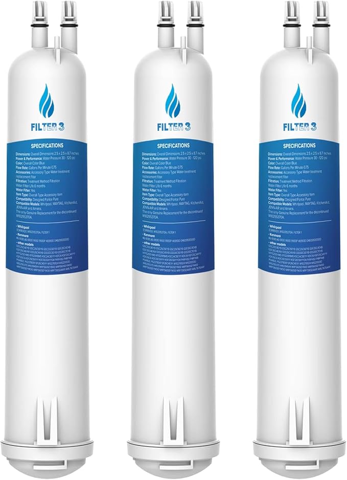 EDR3RXD1 Replacement Compatible with Filter 3, EDR3RXD1B, 4396841, 4396710, 46-9083, 46-9030, RW004 Refrigerator Water Filter 3 Pack