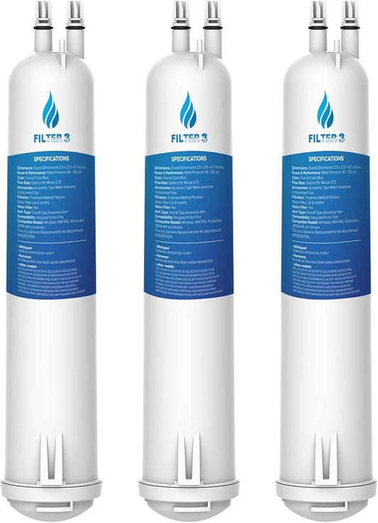 EDR3RXD1 Replacement Compatible with Filter 3, EDR3RXD1B, 4396841, 4396710, 46-9083, 46-9030, RW004 Refrigerator Water Filter 3 Pack
