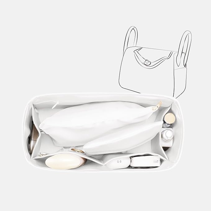 Silky Bag Insert Fit for Hermes Lindy 19/26, Silky Purse Organizer, Lightweight and Silk Touch (Fits Lindy 26, White)