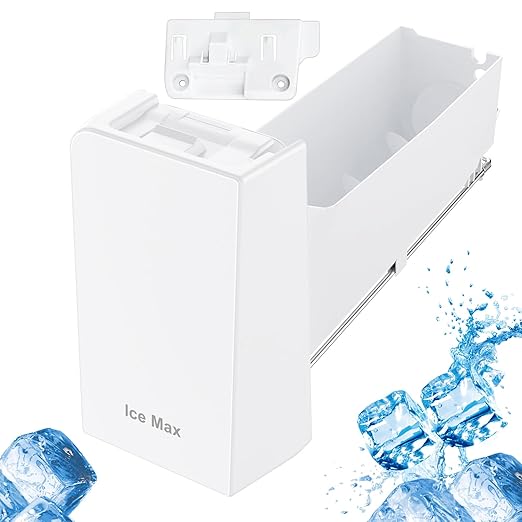 Upgraded DA97-20156B Ice Maker Replacement Compatible with Samsung Refrigerator DA97-20156A Ice Container, Ice Bucket Tray w/Latch Plate fit Model RF28HMEDBSR, RF27T5241SG, RF28R6301SG Ice Bin