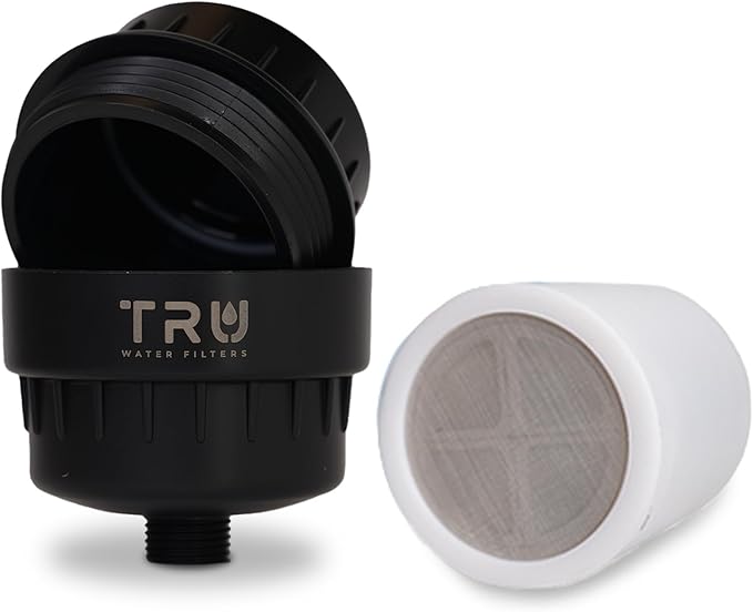 TRU High Output Shower Filter - Reduces Chlorine and other Harmful Sediments. Relieves dry and itchy skin, while Improving the health of your Hair, Skin, and Nails (Black)