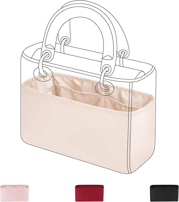 DGAZ Silk Purse Organizer Insert For Lady-Dior Micro/Mini/S/M/L bags，Silky Smooth Bag Organizer，Luxury Handbag & Tote Shaper（Craie，Micro）