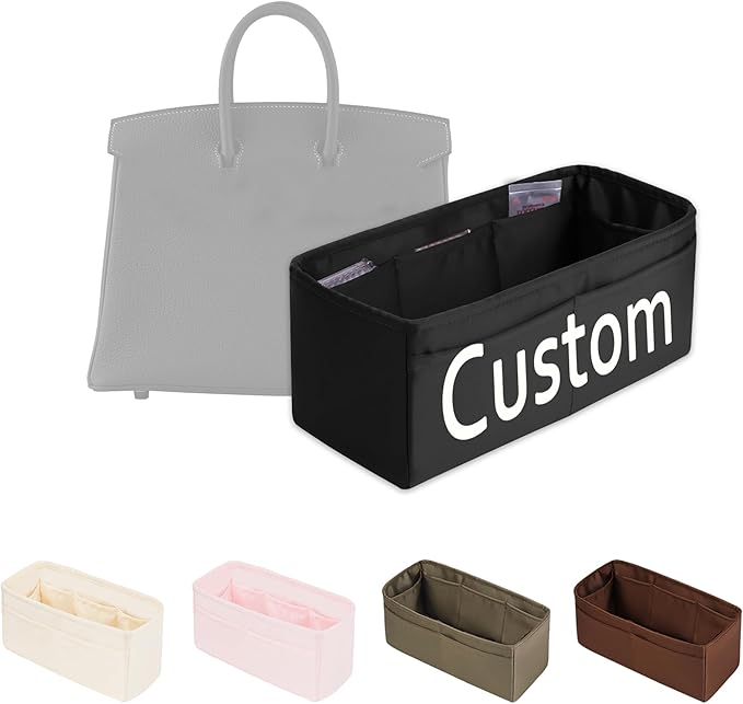 Purse Organizer Insert for Birkin 20/25/30/35, Lightweight & Soft Satin Organizer Insert with Pockets for Woman Bags, Ideal for Travel, Shopping, and Daily Use, Multicolor Options(Custom)