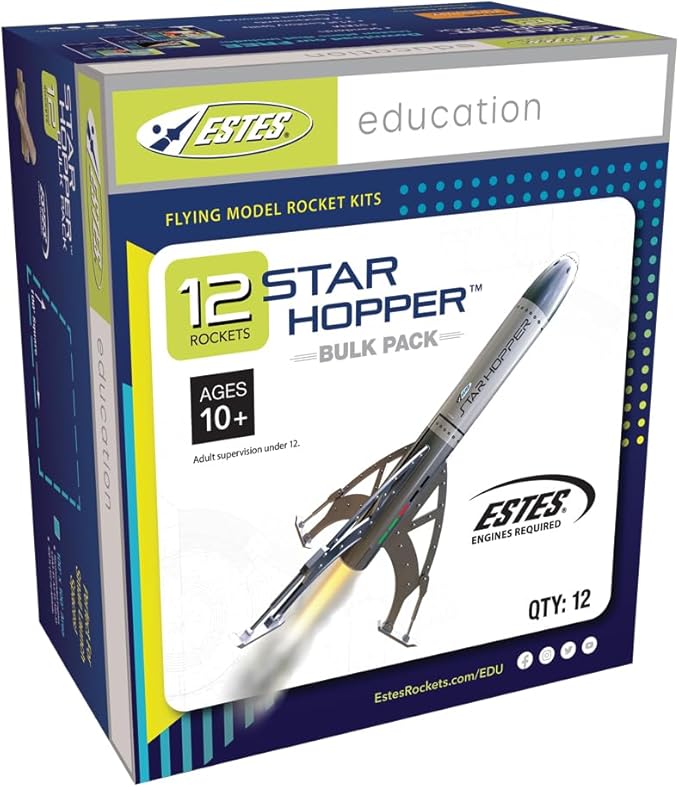 Estes 1721 Bulk Pack of 12 Star Hopper Rocket-Building Kits, Beginner Flying-Rocket-Model Kits for Ages 10+