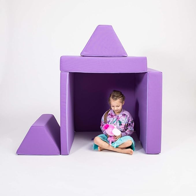 Foam Climbing Block - Kids Couch - Foldable Mattress - Sleepover Mattress - Foam Blocks - Activity Play Mattress Set (Purple)