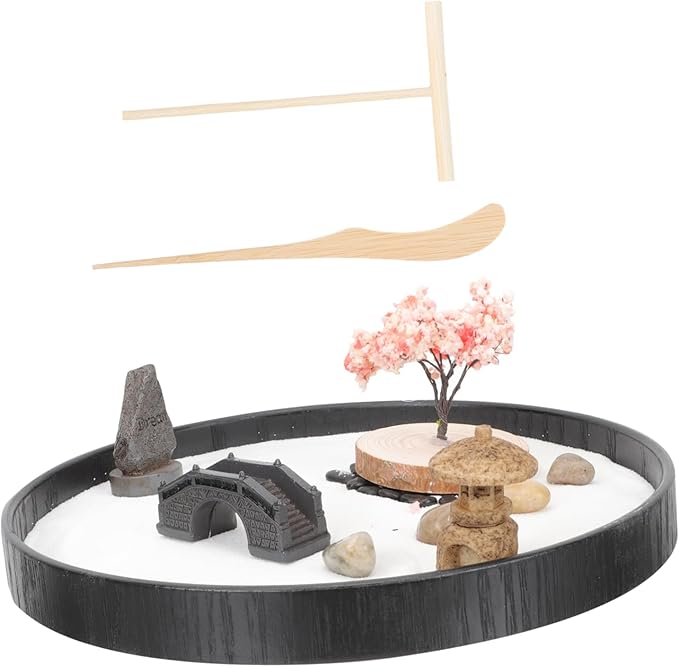 Milisten 1Set Zen Sandbox Ornaments Meditation Adornment for Home Decor Japanese Style Miniature Sand Table Zen Culture Enthusiasts Cozy and Calming Space