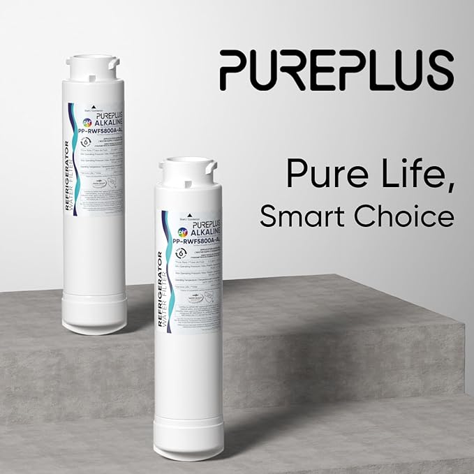 PUREPLUS EPTWFU01 Alkaline Refrigerator Water Filter, Compatible with Frigidaire EWF02, GP006, Pure Source Ultra II, RWF5800A, 2Pack