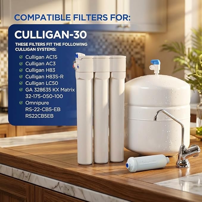 Culligan AquaCleer AC-30 Reverse Osmosis System Compatible Replacement Cartridge, Filter, and Membrane - 4 Set