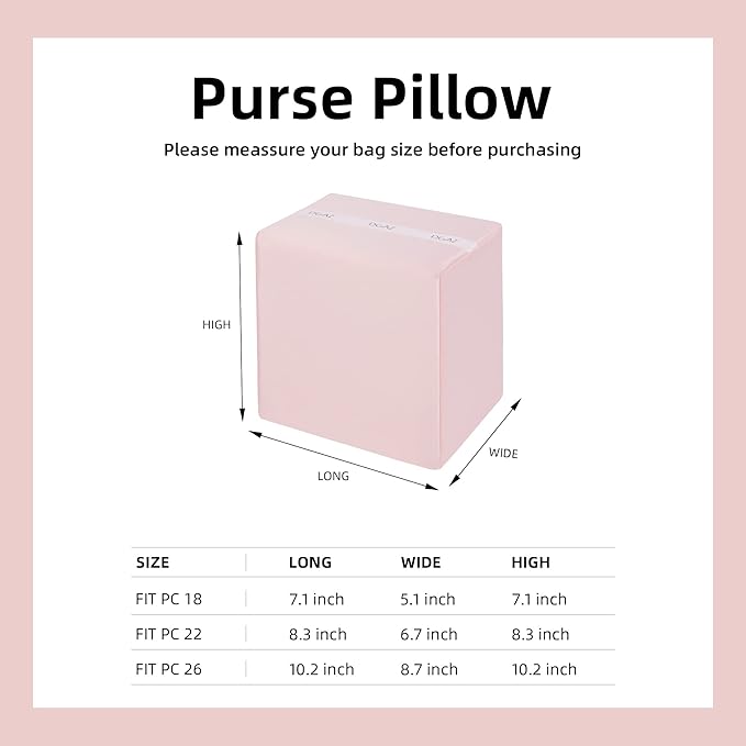 DGAZ Purse Pillow Shaper Insert For picotin Bags,Luxury Handbag Tote Shapers, Memory Foam (Pink,PC18)