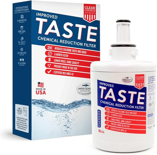 Clear Choice DA29-00003G Refrigerator Water Filter Replacement for Compatible with Samsung DA97-06317A DA29-00003A DA29-00003, NSF/ANSI 42 Certified, Box of 1, Made in the USA
