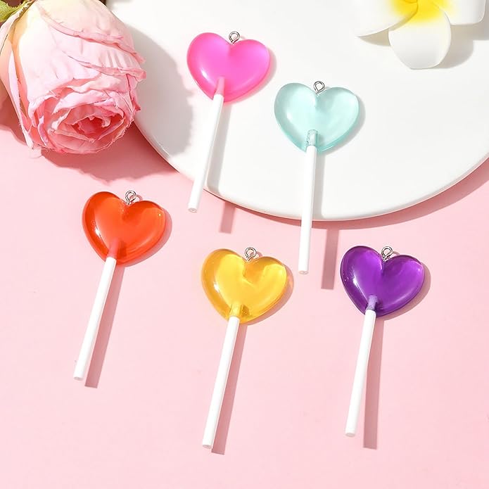 5-10Pcs Luminous Translucent Resin Charms Pendants for Jewelry Making, Round Dinosaur Heart Star lollipop Shape Glow in the Dark Charms for Bracelets Necklaces Earrings Keychains Crafting