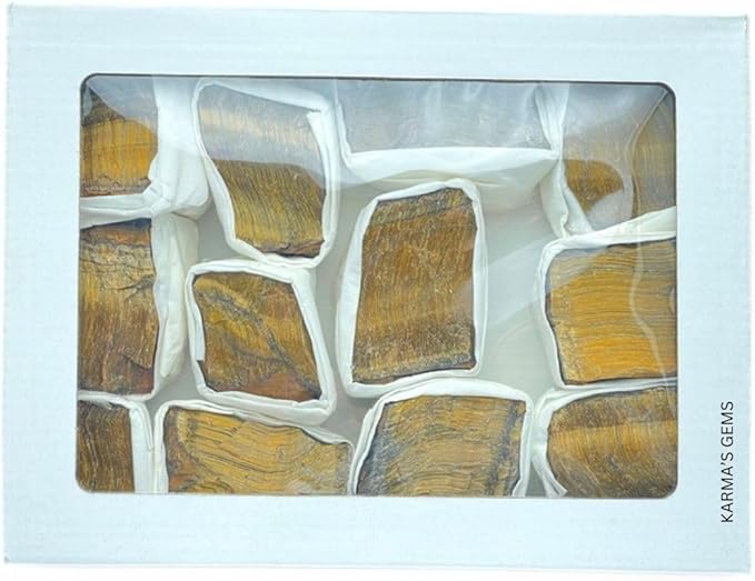 Tiger Eye, Crystal Flats, Mineral Flats, Natural Raw Crystals for Tumbling, Cabbing, Rock Tumbler for Kids, Treasure Box, Party Favors, Crystal Growing Kit, Gifts for Him, Minecraft