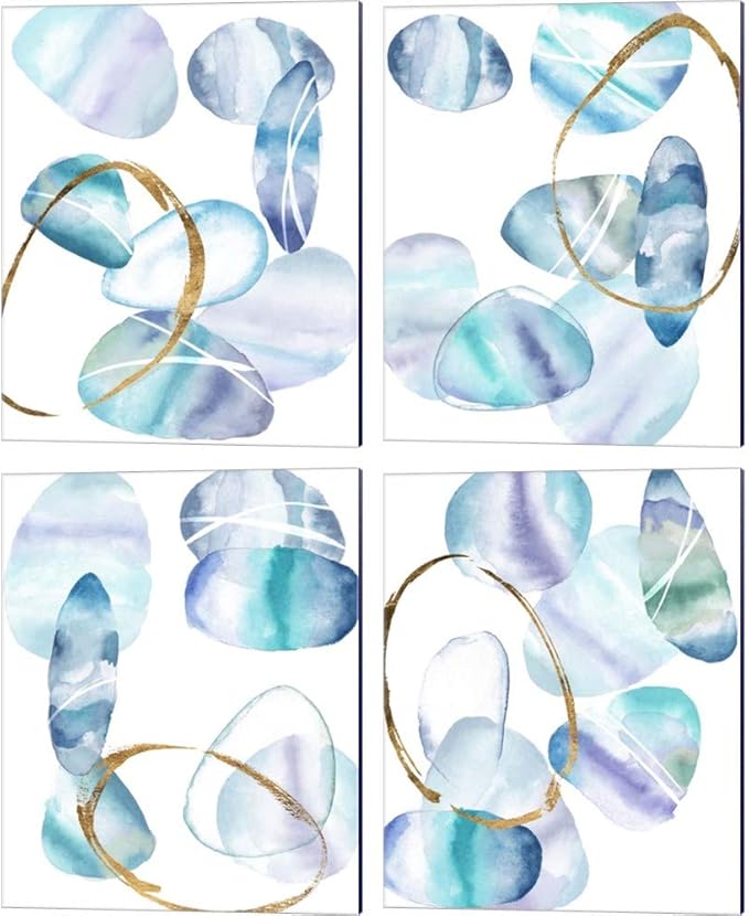 Stacking Rocks by Melissa Wang, Canvas Art Set of 4, 8 X 10 Inches Each, Abstract Art
