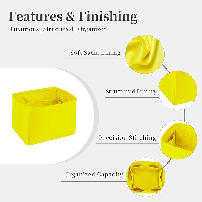 Purse Organizer Insert for Luxury Bag, Lightweight & Soft Satin Fabric with Pockets, Ideal for Travel, Shopping, and Daily Use, Multicolor Options, Fits Picotin 22(Lime, PC22)