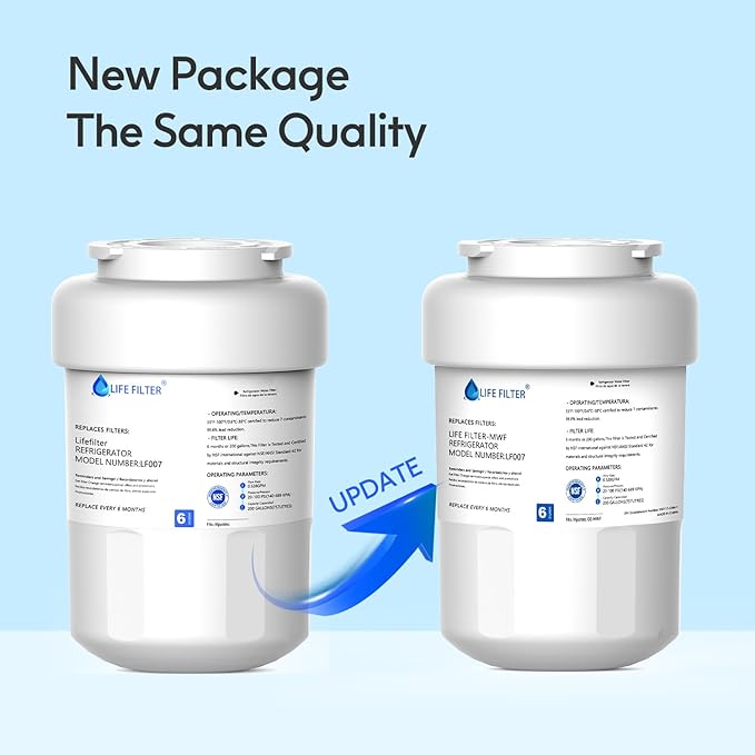 Lifefilter Replacement for MWF Refrigerator Water Filters, MWFP, HDX FMG-1, MWFA, GWF, GSE25GSHECSS, WFC1201, RWF1060, 197D6321P006, 9991, PC75009, 1 Pack
