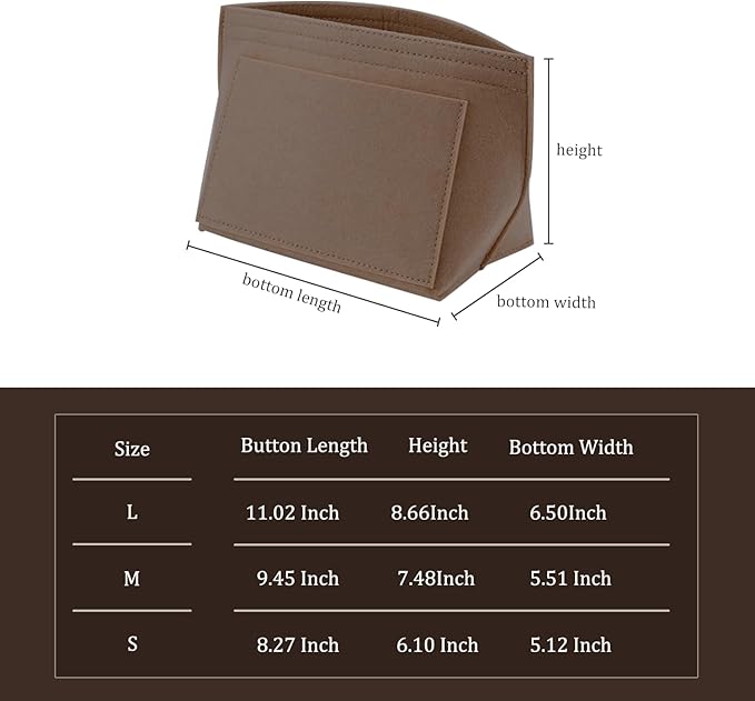 Chispee Felt Purse Organizer Insert Luxury Handbag Organizers for Longchamp Organizer Insert Divider Pocket & Zipper Inner Bag Liner fit Medium, Saddle Brown