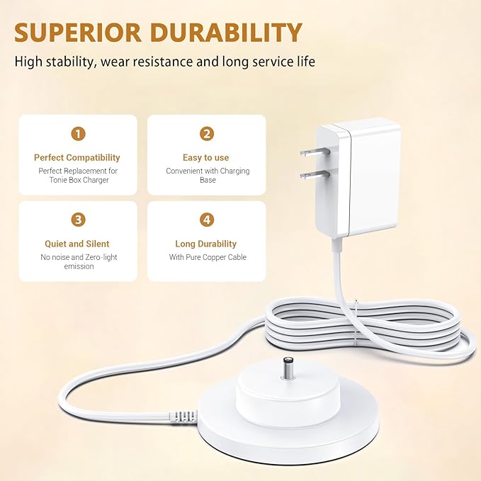 Replacement for Tonie Box Charger: Replacement for Tonies Charger Charging Base Power Cord, Compatible with Toniebox Audio Player Starter Set