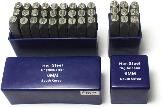 Oudtinx Number and Letter Stamp Set (36 Piece Punch Set/A-Z & 0-9) Industrial Grade Hardened Carbon Steel Metal - 1/4" (6mm) Characters - Perfect for Imprinting Metal, Wood, Plastic, Leather, More!