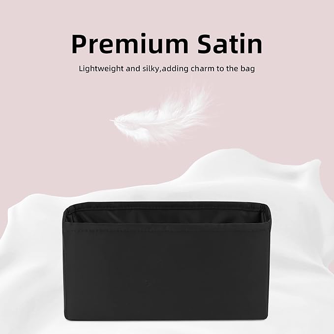 DGAZ Silk Purse Organizer Insert For Lady-Dior Micro/Mini/S/M/L bags，Silky Smooth Bag Organizer，Luxury Handbag & Tote Shaper（Black，S）