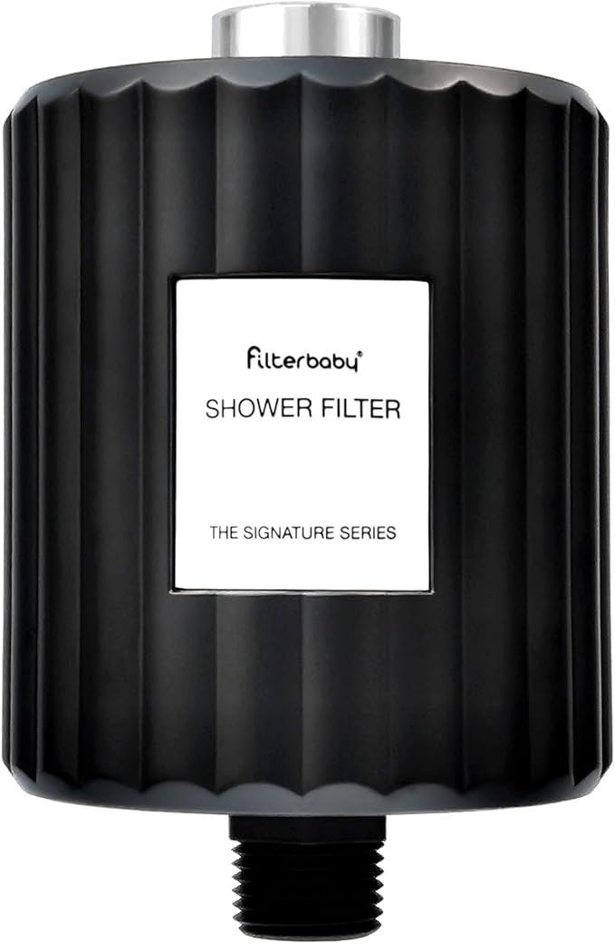 Filterbaby Signature Shower Filter for Sensitive Skin & Hair, Expert Developed,Lab Tested to Reduce up to 99% Chlorine & Chloramine,Reduce Common Water Impurities, Strong Water Flow,Easy Install,Black