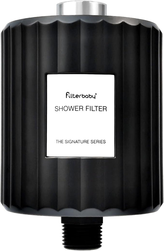 Filterbaby Signature Shower Filter for Sensitive Skin & Hair, Expert Developed,Lab Tested to Reduce up to 99% Chlorine & Chloramine,Reduce Common Water Impurities, Strong Water Flow,Easy Install,Black