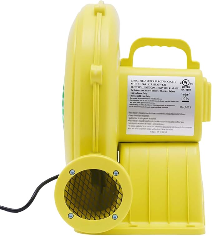 Bounce House Blower, 1100W 1.5HP Air Blower Commercial Electric Blower for Inflatable 3250rpm IP24 Low Noise Portable Fan Pumpfor Water Slide Jumper Bouncy Castle