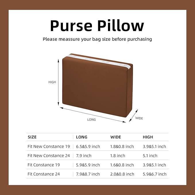DGAZ Purse Pillow Shaper Insert for Hermes Constance 19/New19/24/New24 Bags, Silky Pillow Shaper for Luxury Handbags(Gold,C24)