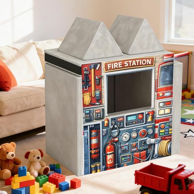 Foam Play Couch Panels - Firefighter Fire Station Theme,Soft Sofa Accessories,Modular Play Panels,33.5x37 Inches
