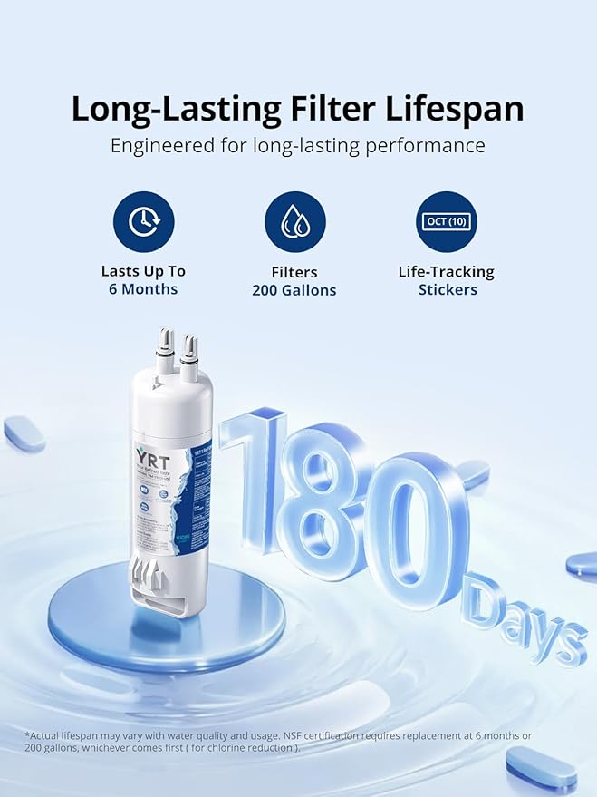 YRT EDRIRXD1 Replacement for Everydrop Filter 1, W10295370A, WHR1RXD1, Kenmore 46-9081, 46-9930, Ice & Water Filter Replacement, NSF/ANSI 372&53&42 Certified, Refrigerator Water Filter (Pack of 3)