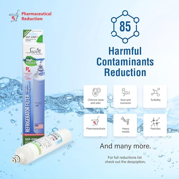 Swift Green Filters SGF-GWF Rx Compatible Refrigerator Water Filter for GWF, RPWF(Does not Fit in RPWFE), WSG-4,PFE29P, Made in USA (6 Pack)