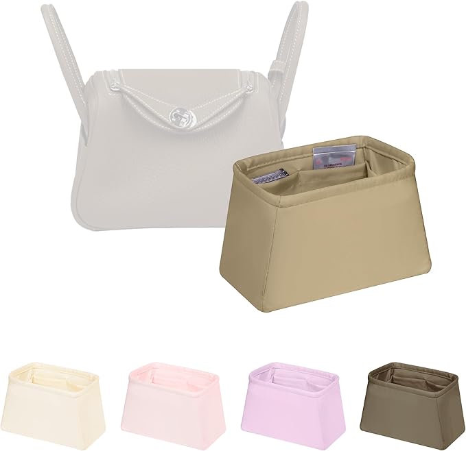 Bag Organizer Insert for Lindy19, Bag Storage with Silky Satins Material, Lightweight Inner Bag Compatible with Hermes Lindy, Multiple Pockets Large Capacity(Trench, Lindy19)