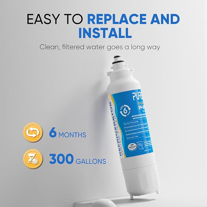PUREPLUS Replacement for ADQ73613401, LG® LT800P®, LT800PC, ADQ73613402, LSXS26326S, LSXS26366S, LSXS26366D, 46-9490, Refrigerator Water Filter and LT120F® Air Filter, Model: RWF3500A+AF004 Combo