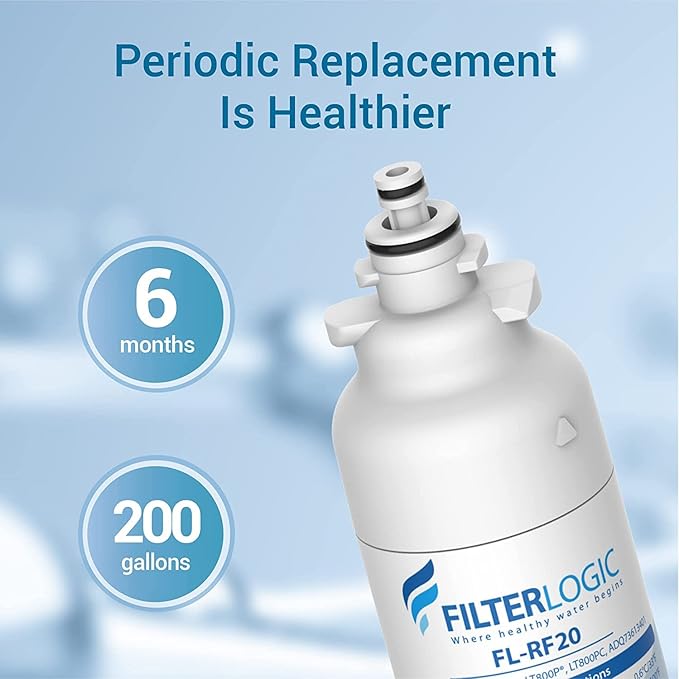 Filterlogic ADQ73613401 Refrigerator Water Filter and Air Filter, Replacement for LG® LT800P®, ADQ736134, ADQ73613402, LSXS26326S, LSXS26366S, LMXS30776S, Kenmore 46-9490 and LT120F®, 3 Combo