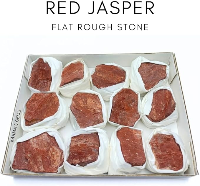Crystal Flats, Mineral Flats, Natural Raw Crystals for Tumbling, Cabbing, Rock Tumbler for Kids, Treasure Box, Party Favors, Crystal Growing Kit, Gifts for Him, Minecraft, (Red Jasper)