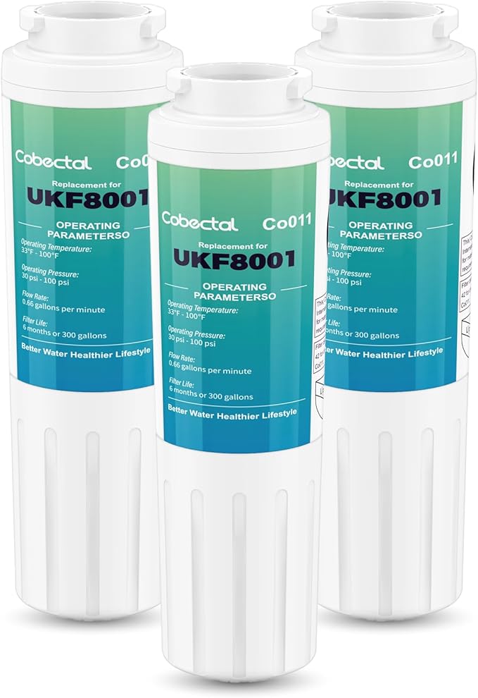 UKF8001 Water Filter Replacement for whirlpool EDR4RXD1, EveryDrop Filter 4, May/tag UKF8001AXX-200, krfc300ess01, WHR4RXD1, 4396395, Hdx Fmm-2, 3 pack