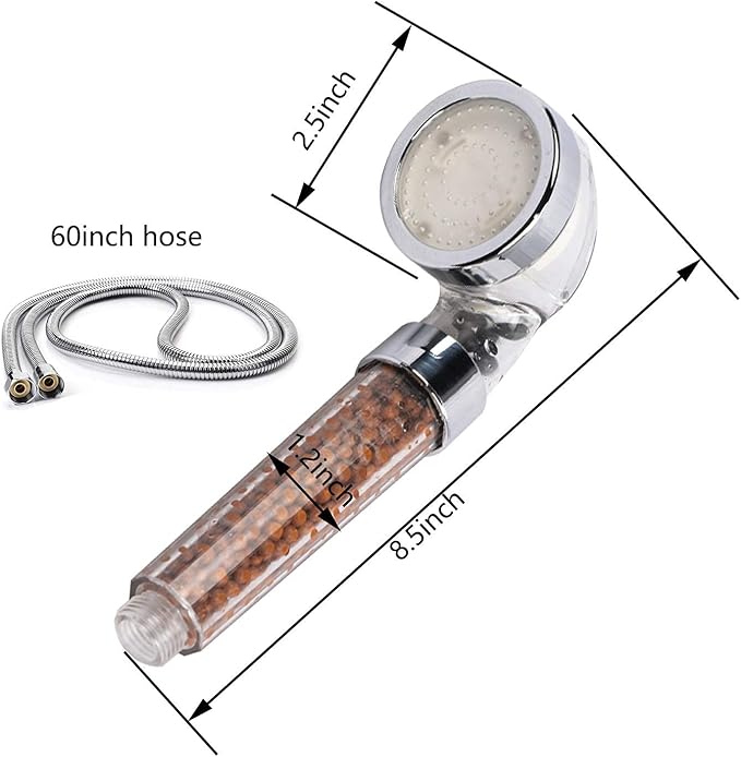 SEANADO LED Shower Head Handheld with Hose,Replacement Filter and Shower Bracket，Rainfall 7 Colors Changing High Pressure Spray Filter Showerheads Waterproof Lights for Hard Water