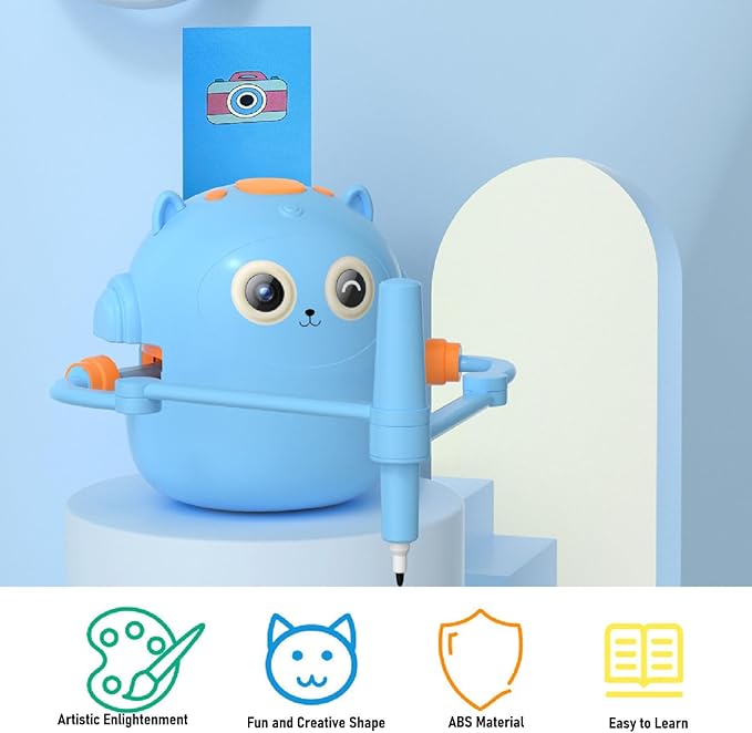Drawing Robot for Kids, Interactive Educational Drawing Robot, Painting Learning Machine with 2 Pens 100 Sheets Cards, Christmas Birthday Present for Kids 5 6 7 8 9
