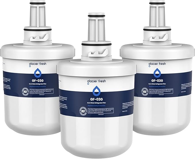 GLACIER FRESH Replacement for DA29-00003G Water Filter, Compatible with Samsung* Aqua-Pure Plus, DA29-00003F, DA29-00003B, HAFCU1, RFG237AARS, FMS-1, RS22HDHPNSR, RSG257AARS, WSS-1, 3 Pack