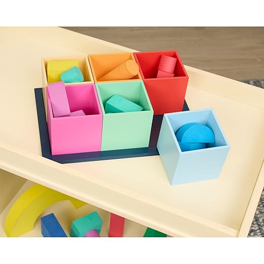 Excellerations Wooden Sorting Boxes - Rainbow Colors - Set of 6 with Tray