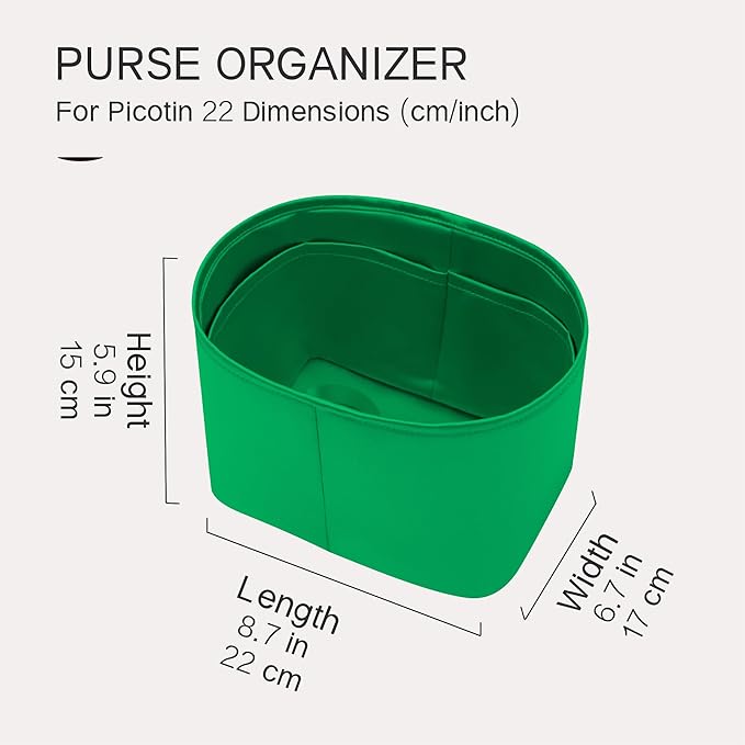 Silky Bag Insert Fit for Hermes Picotin 18/22, Silky Purse Organizer, Lightweight and Silk Touch (Fits PC22, Bambou)