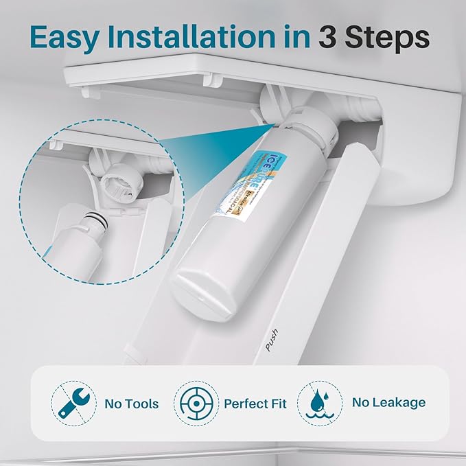 ICEPURE Alkaline LT1000PC Refrigerator Water Filter and Air Filter Replacement for LG LT1000P/PC/PCS, Kenmore 9980, ADQ74793501 ADQ74793502 ADQ747935 MDJ64844601 LMXS28626S LT1000, Enhances PH, 1Combo