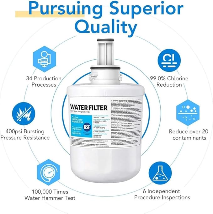 HAFCU1/XAA - HAFIN2/EXP Water Filter Replacement – Compatible with DA29-00003B DA29-00003F DA29-00003G – Carbon Block Filtration – Fresh Water & Ice – 24 Month Life 4 PACK