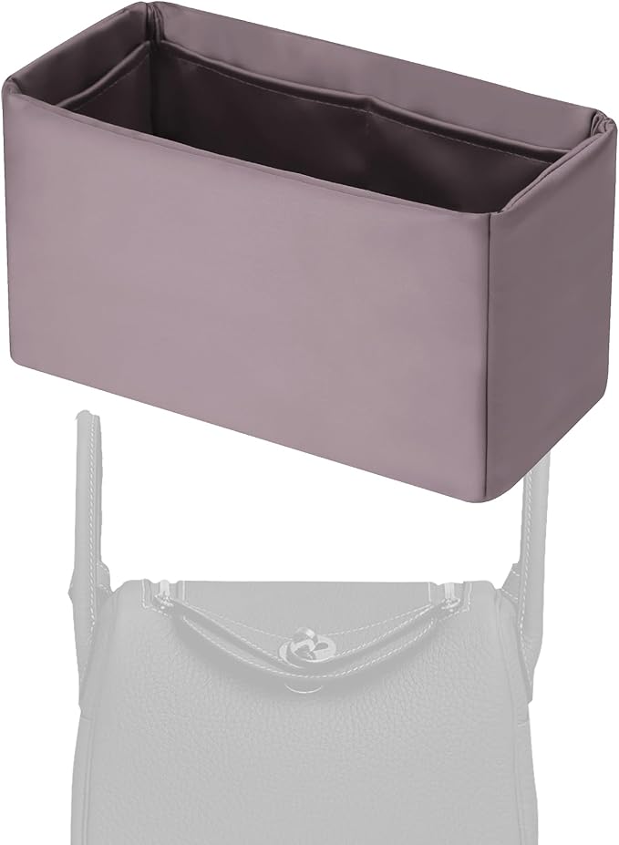 Purse Handbag Silky Organizer Insert Keep Bag Shape Fits Herme Lindy 19/26/30/34 bags, Luxury Handbag Tote Lightweight Sturdy(Konjac Purple,LD 26)