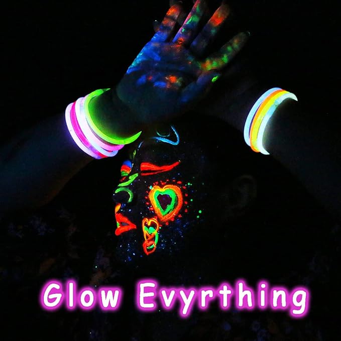 Depvision Glow in the Dark UV Face and Body Paint 6*10ml Neon Blacklight 0.34oz Reactive Fluorescent for Christmas Halloween Party Non-toxic