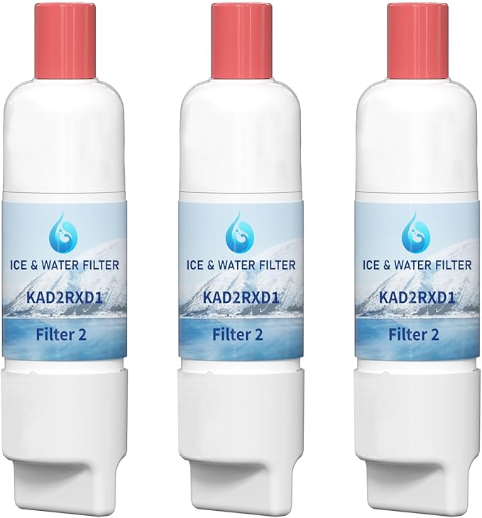KAD2RXD1 Water Filter 2 Replacement, Compatible with KitchenAid KRFF577KPS, KRFF577KBS, KRMF536RPS, KRMF536RBS, KRQC736RPS, KRMF706ESS, KRMF706EBS, KRFF507HPS, 3 Pack