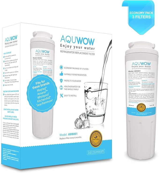 Refrigerator Water Filter Replacement for UKF8001, 4396395, EveryDrop(R) EDR4RXD1, Pur FILTER 4, and 46-9005 – NSF Certified Clean, Purified Drinking Water (3-Pack Premium, 3, Count)
