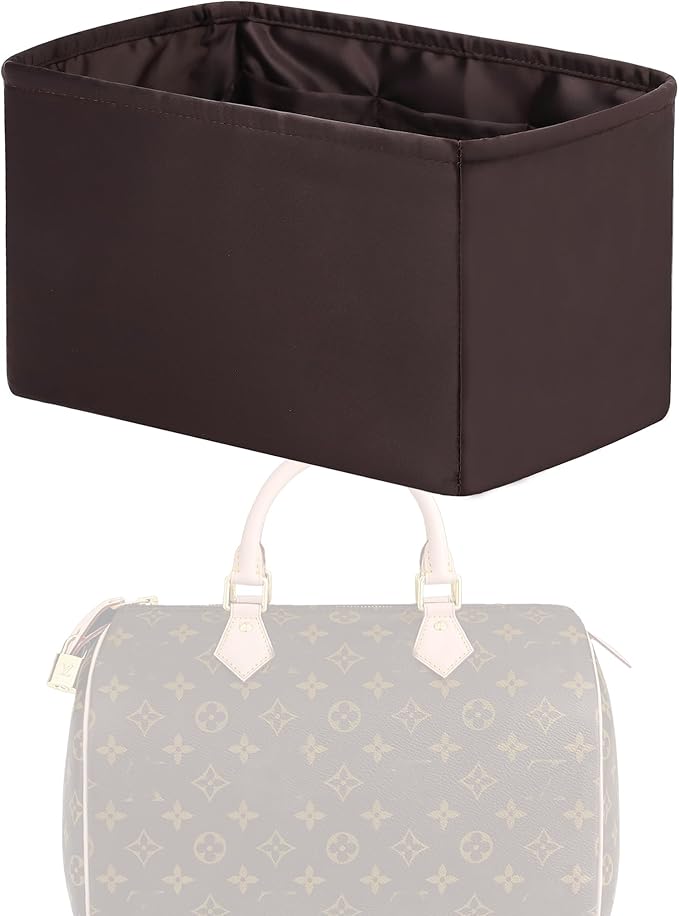 Purse Handbag Silky Organizer Insert Keep Bag Shape Fits LV Speedy 16/20/25/30/35/45 bags, Luxury Handbag Tote Lightweight Sturdy(Coffee Brown, Speedy 20)